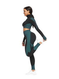 TWILIGHT CROP TOP - TEAL/BLACk - Empire Activewear
