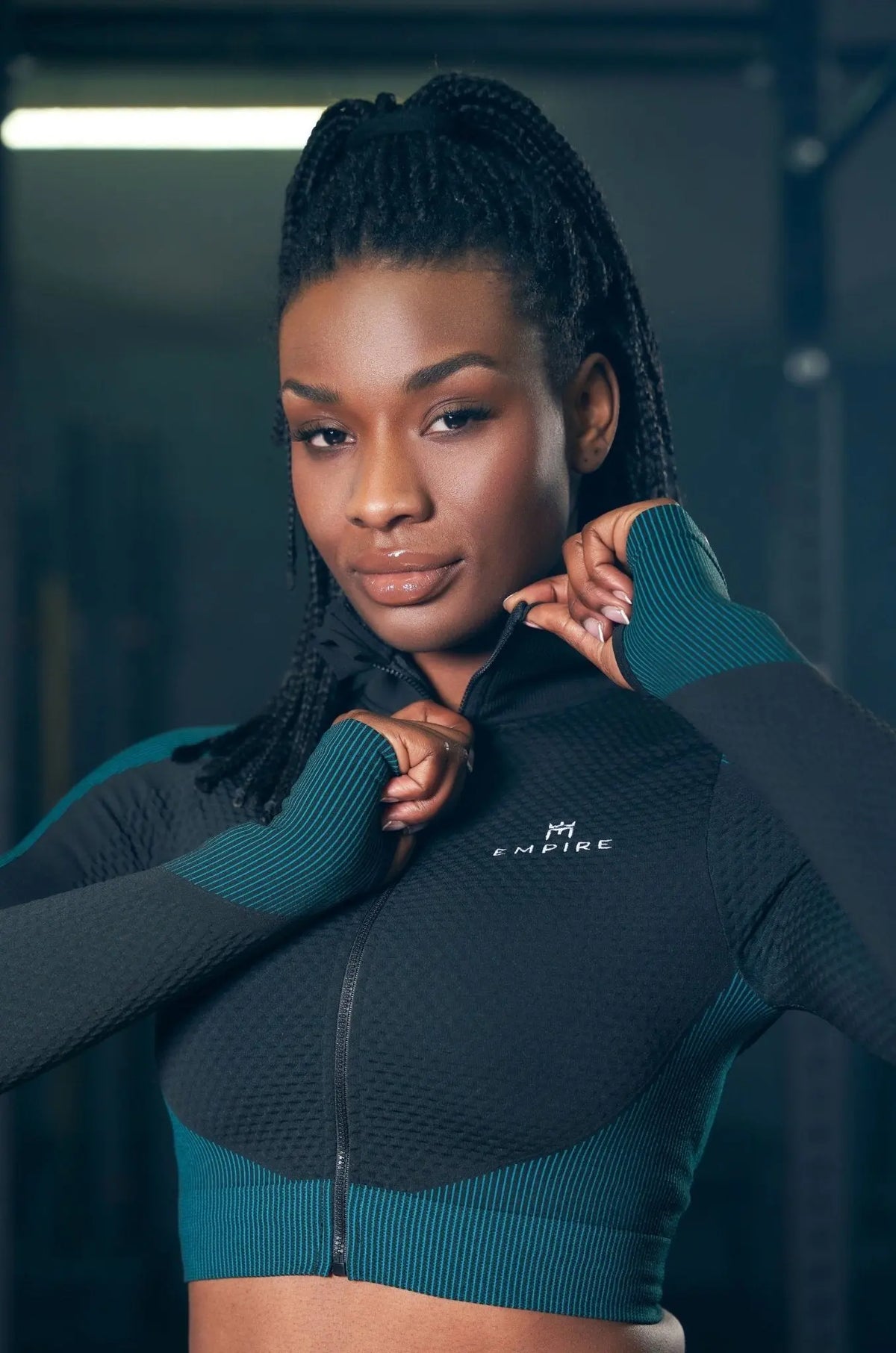 TWILIGHT CROP TOP - TEAL/BLACk - Empire Activewear