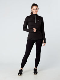 EVOLVE GOLD HALF ZIP LONG SLEEVED TOP - BLACK - Empire Activewear