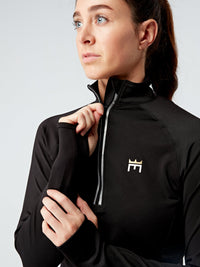EVOLVE GOLD HALF ZIP LONG SLEEVED TOP - BLACK - Empire Activewear