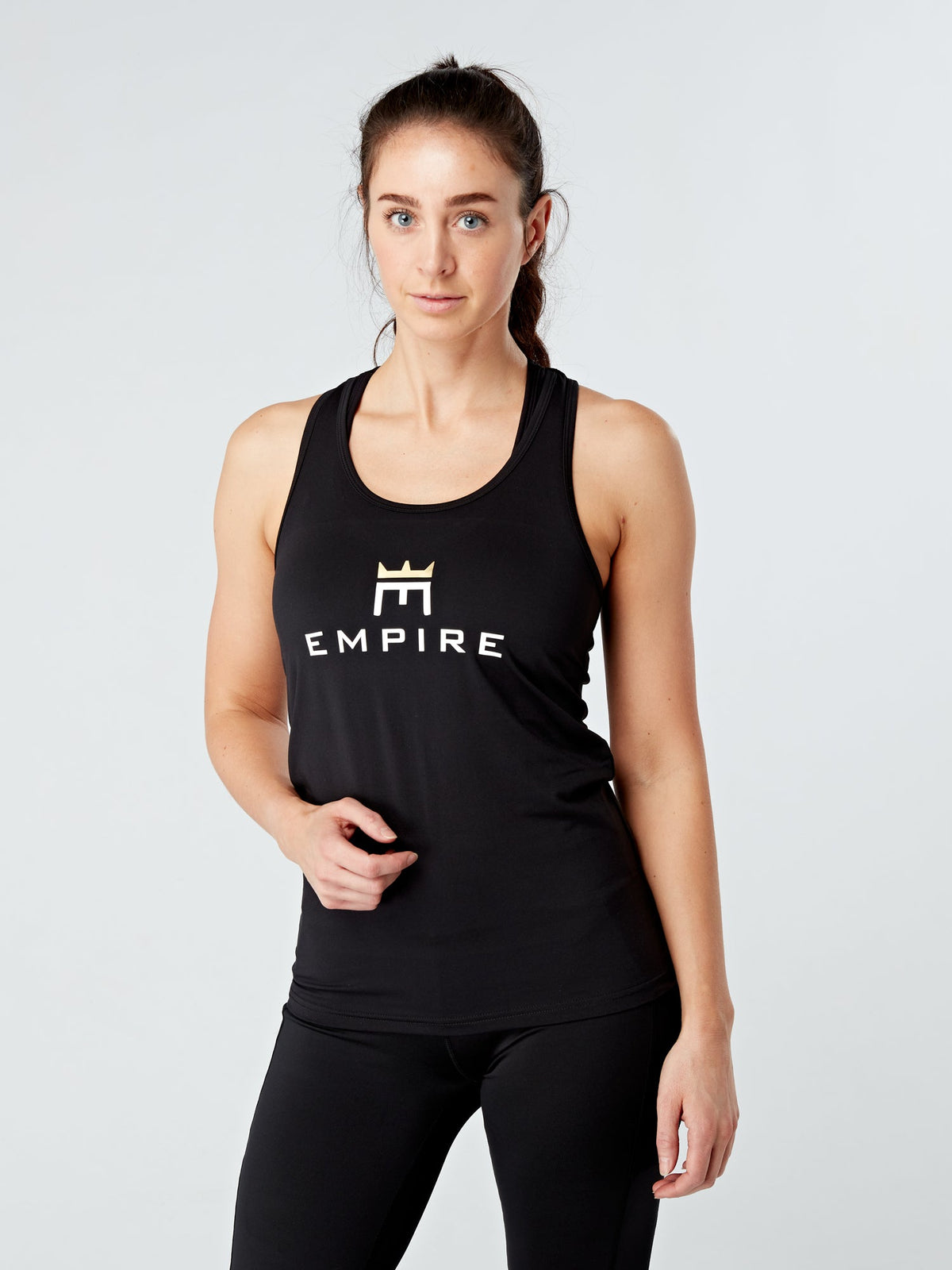 EVOLVE GOLD TANK TOP - BLACK - Empire Activewear