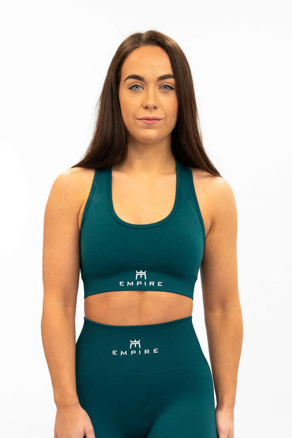 Teal sports Bra, very support with removable cups. Buttery soft fabric made to fit all body type. 