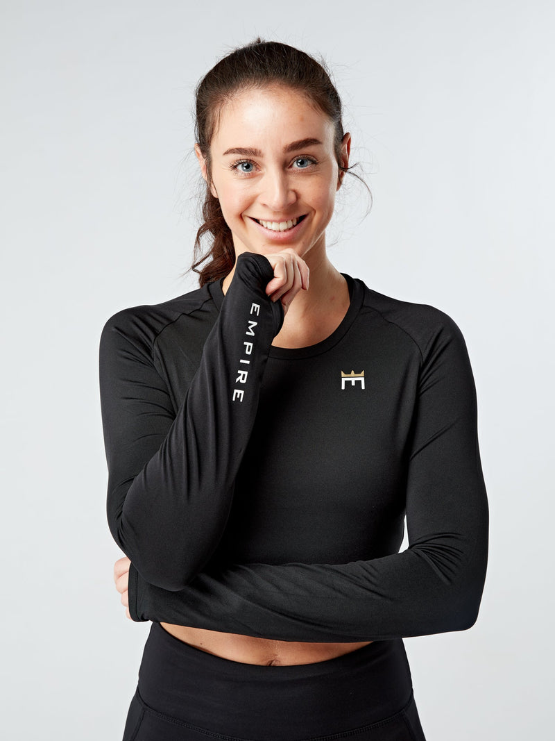 EVOLVE GOLD CROP TOP - BLACK - Empire Activewear