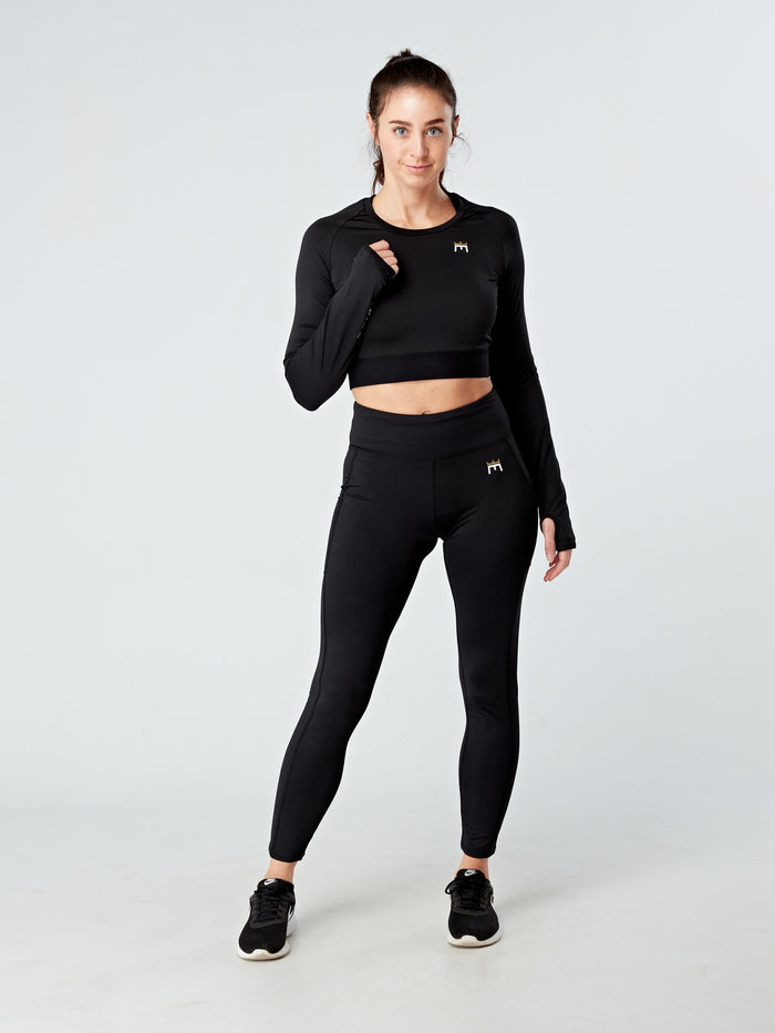 EVOLVE GOLD CROP TOP - BLACK - Empire Activewear